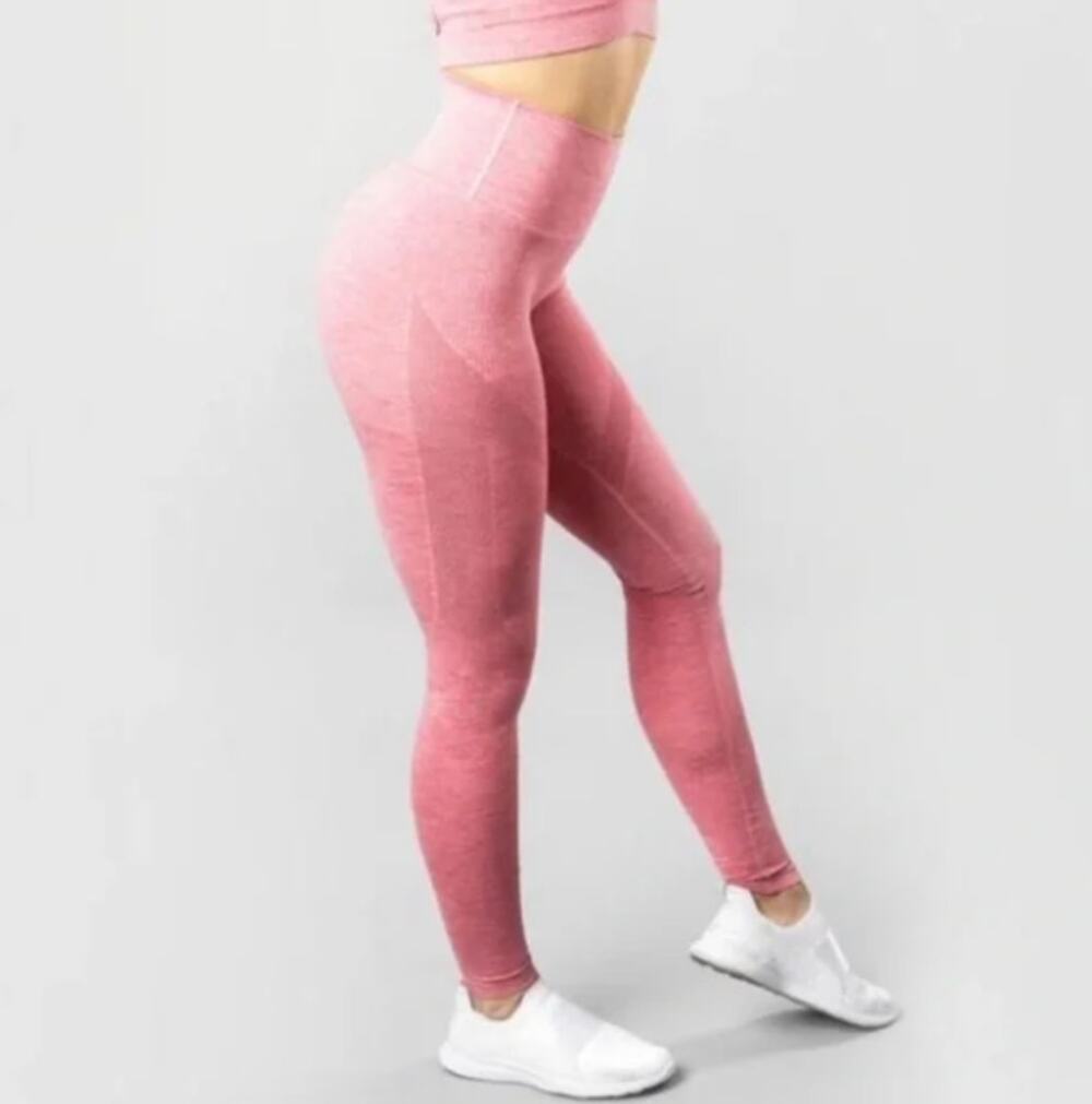 Alphalete Pink Seamless Compression Leggings High Rise Gym Workout Sporty